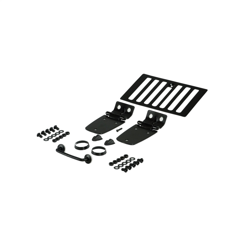 Jeep Wrangler TJ Hood Kit - Rugged Ridge - 8 Piece Kit - Black - `98-`06